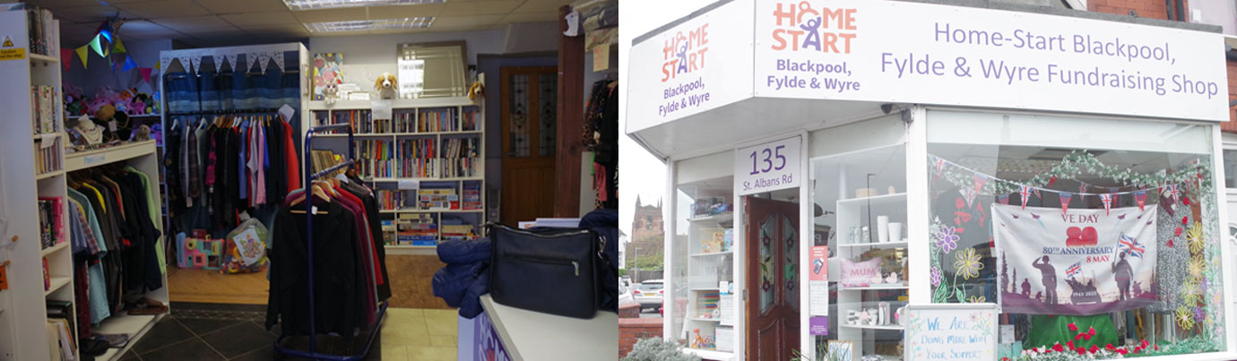 Pictured left: Shop in need of lighting. Pictured right: VE Day display. Pictured left: Shop in need of lighting. Pictured right: VE Day display.
