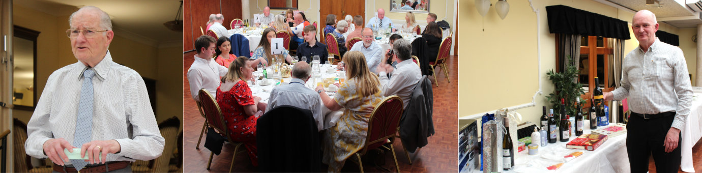 Pictured left: Mike Boxall thanks his guests. Pictured centre: guests enjoying their meal. Pictured right: William Buchanan Senior picks his Australian Shiraz wine. Pictured left: Mike Boxall thanks his guests. Pictured centre: guests enjoying their meal. Pictured right: William Buchanan Senior picks his Australian Shiraz wine.