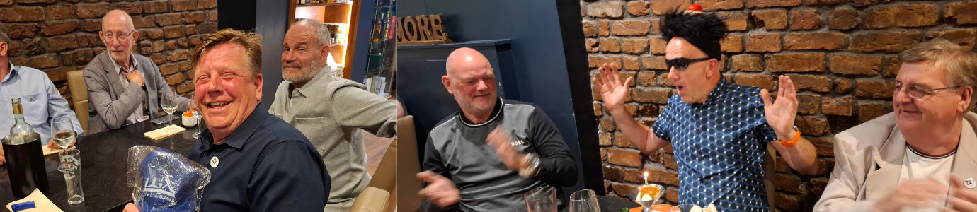 Pictured left: Alan Davies Senior with his prize. Pictured right: Richard Jenkinson is surprised by his birthday ice cream.