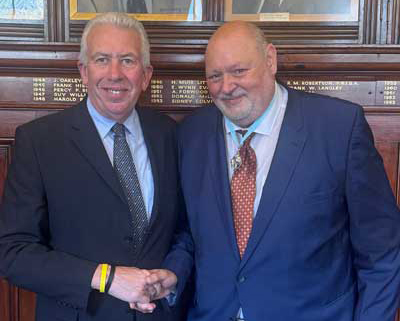 Mark Holloway (right) thanks Mark Matthews for installing his as WM. Mark Holloway (right) thanks Mark Matthews for installing his as WM.