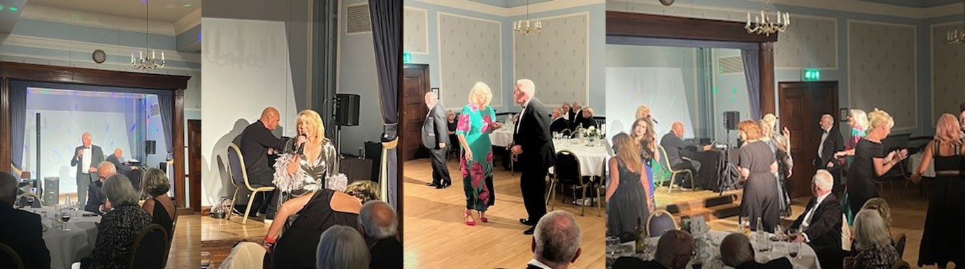 Pictured from left to right: Mark reassures everyone that he is not the entertainment and introduces Julie A Scott. Julie A Scott entertains. Debbie and Mark start the dancing. The dance floor fills up. Pictured from left to right: Mark reassures everyone that he is not the entertainment and introduces Julie A Scott. Julie A Scott entertains. Debbie and Mark start the dancing. The dance floor fills up.