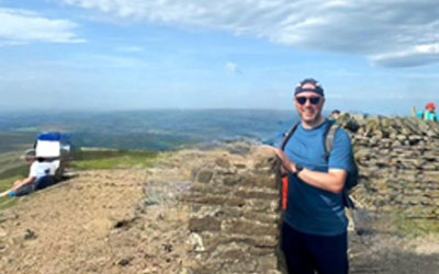 Jim Langley at the top of one of the peaks.