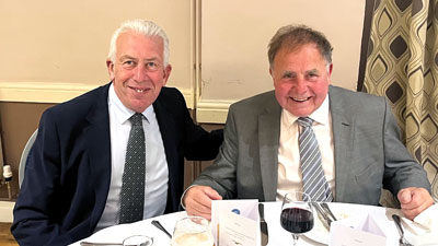 Mark Mathews and Graham Chambers at the retirement dinner. Mark Mathews and Graham Chambers at the retirement dinner.