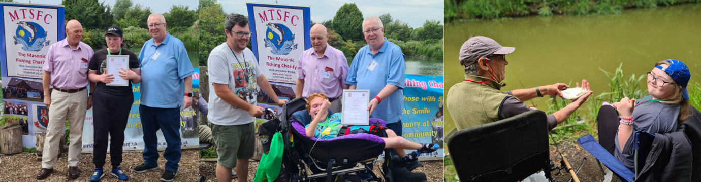 Pictured left from left to right, are: David Atkinson, Eli Arthington receiving his medal and certificate and John Murphy. Pictured centre from left to right, are: Dylan’s carer, Dylan Roberts receiving his medal and certificate, David Atkinson and John Murphy. Pictured right are: Trevor Wood (left) and Amy Lorenzilli with her first catch of fish. Pictured left from left to right, are: David Atkinson, Eli Arthington receiving his medal and certificate and John Murphy. Pictured centre from left to right, are: Dylan’s carer, Dylan Roberts receiving his medal and certificate, David Atkinson and John Murphy. Pictured right are: Trevor Wood (left) and Amy Lorenzilli with her first catch of fish.